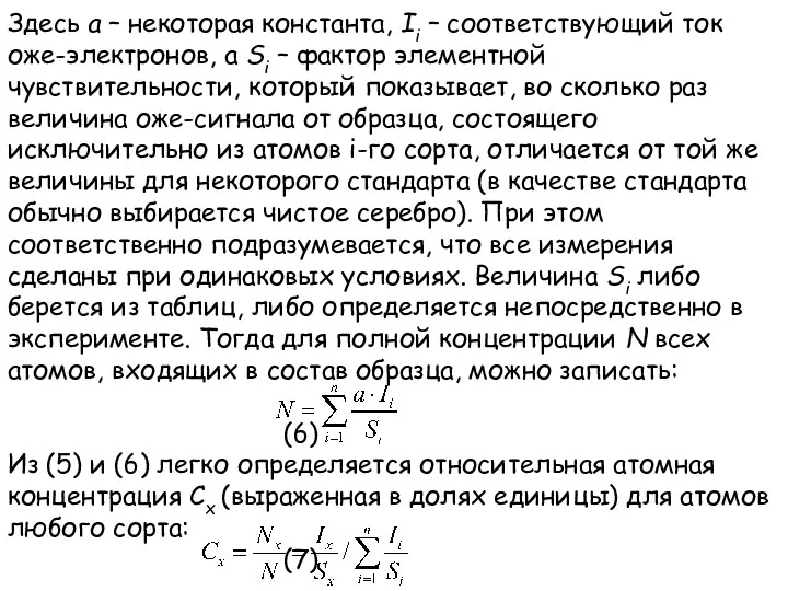 Здесь а – некоторая константа, Ii – соответствующий ток оже-электронов,