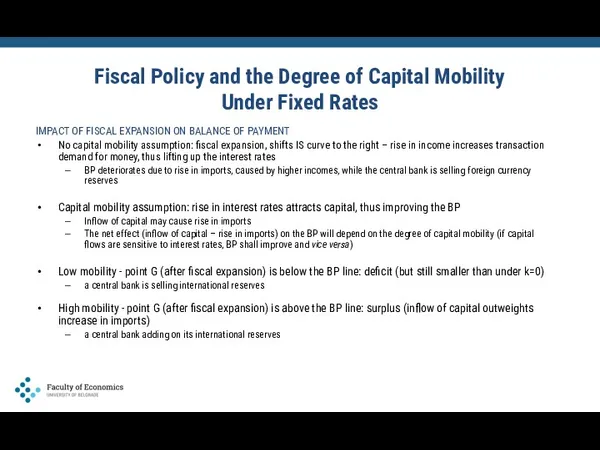 Fiscal Policy and the Degree of Capital Mobility Under Fixed Rates IMPACT OF