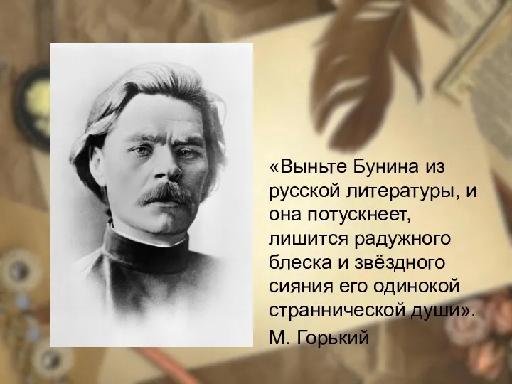 «Выньте Бунина из русской литературы, и она потускнеет, лишится радужного