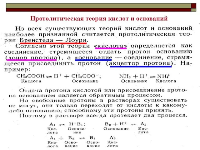 Протолитическая теория кислот и оснований