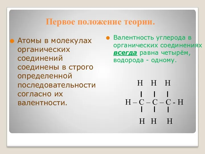 Атомы в молекулах органических соединений соединены в строго определенной последовательности