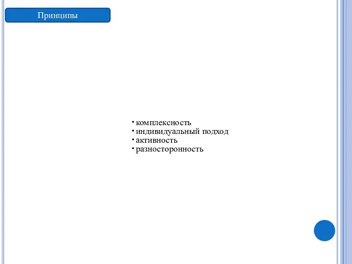 комплексность индивидуальный подход активность разносторонность Принципы