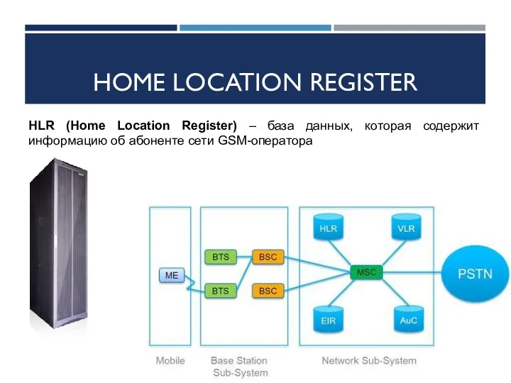 HOME LOCATION REGISTER HLR (Home Location Register) – база данных, которая содержит информацию