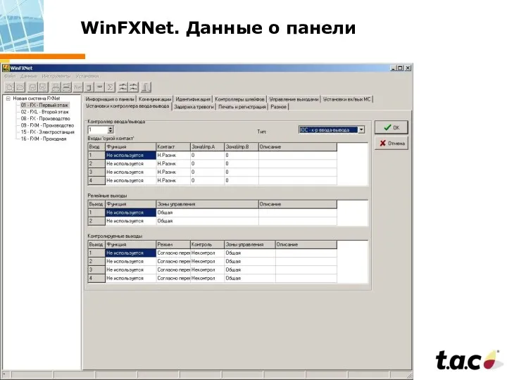 WinFXNet. Данные о панели