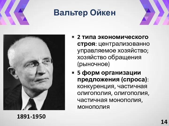 Вальтер Ойкен 2 типа экономического строя: централизованно управляемое хозяйство; хозяйство