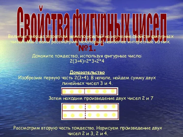 Свойства фигурных чисел Великие творцы затратили немало усилий на изучение