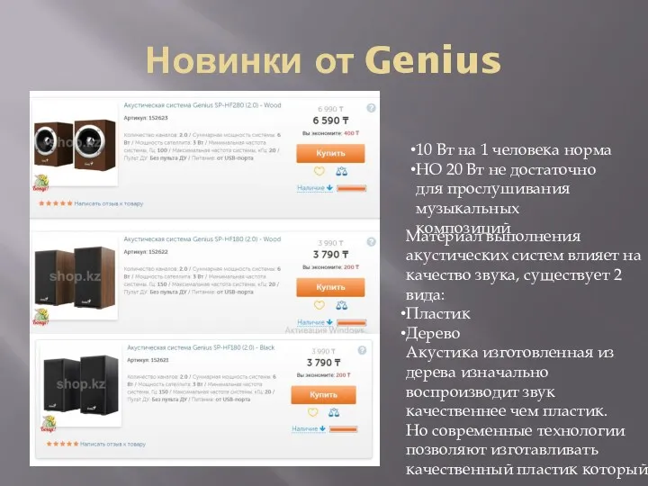 Новинки от Genius 10 Вт на 1 человека норма НО