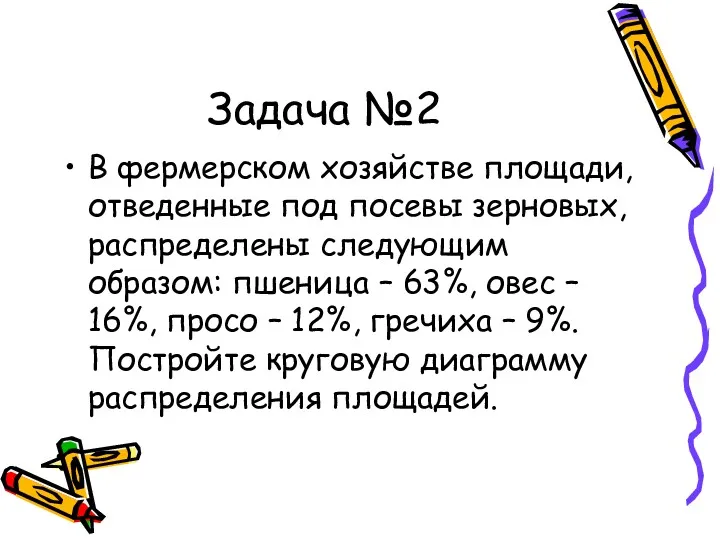 Задача №2 В фермерском хозяйстве площади, отведенные под посевы зерновых,