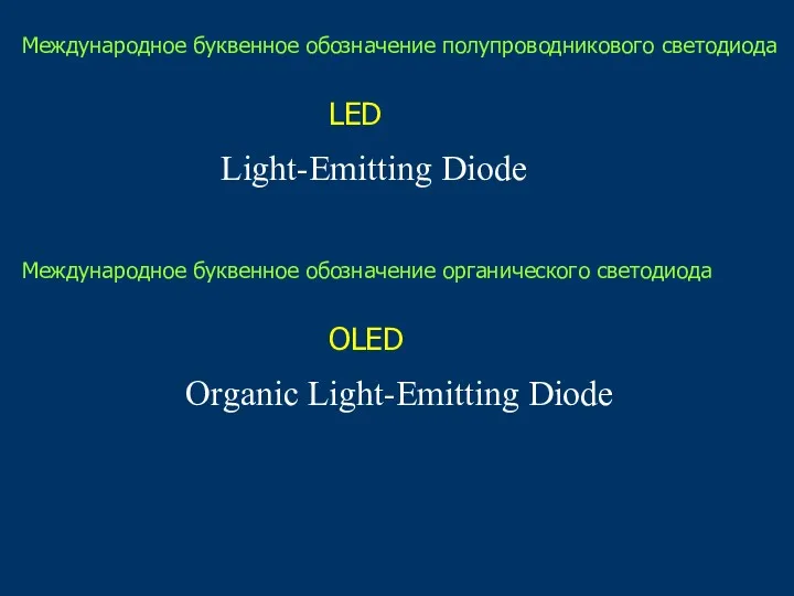 Международное буквенное обозначение полупроводникового светодиода LED Light-Emitting Diode Международное буквенное