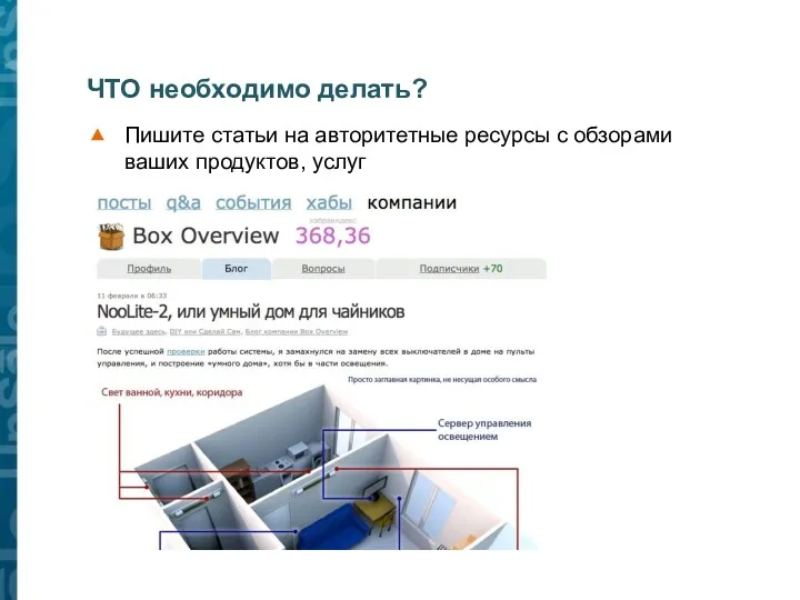 ЧТО необходимо делать? Пишите статьи на авторитетные ресурсы с обзорами ваших продуктов, услуг