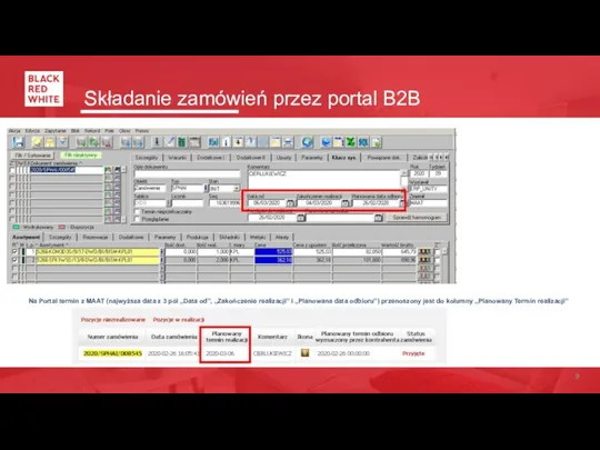 Składanie zamówień przez portal B2B Na Portal termin z MAAT