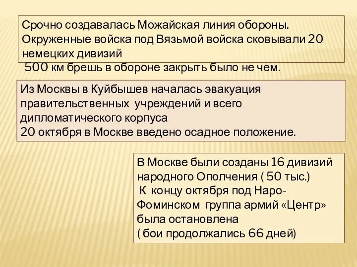 Срочно создавалась Можайская линия обороны. Окруженные войска под Вязьмой войска