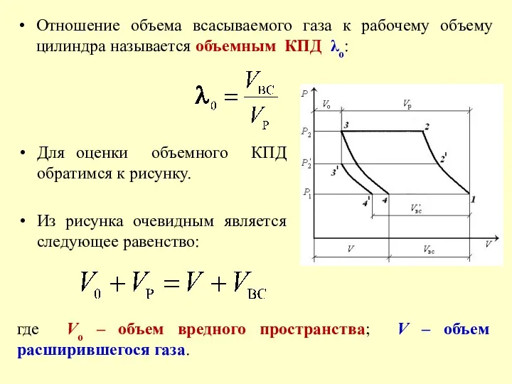 Отношение объема всасываемого газа к рабочему объему цилиндра называется объемным