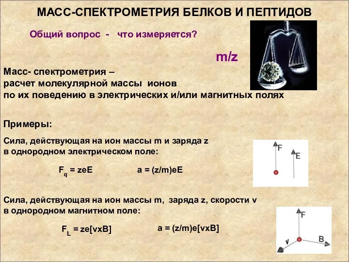 Общий вопрос - что измеряется? Масс- спектрометрия – расчет молекулярной