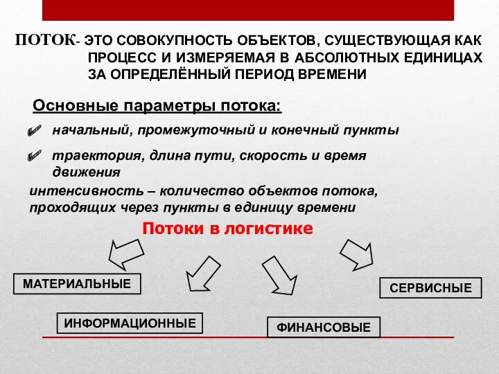 ПОТОК- ЭТО СОВОКУПНОСТЬ ОБЪЕКТОВ, СУЩЕСТВУЮЩАЯ КАК ПРОЦЕСС И ИЗМЕРЯЕМАЯ В