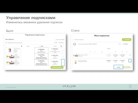 Управление подписками Изменилась механика удаления подписок Было Стало
