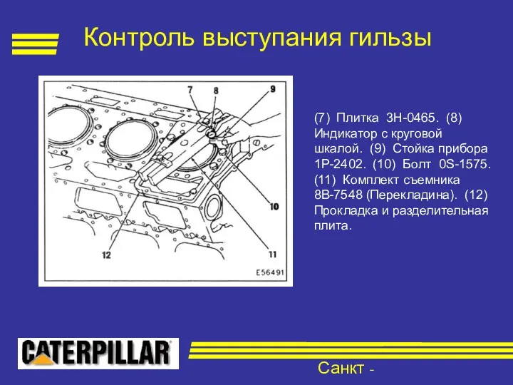 Санкт - Петербург Контроль выступания гильзы (7) Плитка 3Н-0465. (8) Индикатор с круговой