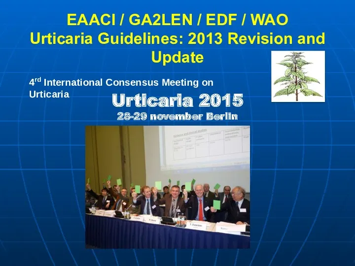 EAACI / GA2LEN / EDF / WAO Urticaria Guidelines: 2013 Revision and Update