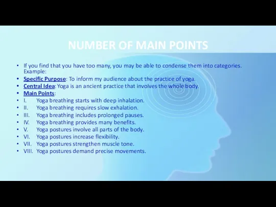 NUMBER OF MAIN POINTS If you find that you have