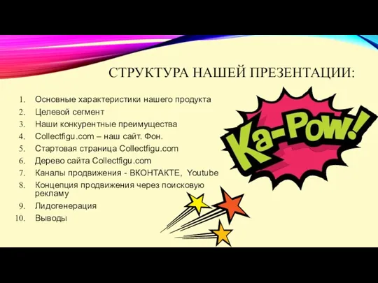 СТРУКТУРА НАШЕЙ ПРЕЗЕНТАЦИИ: Основные характеристики нашего продукта Целевой сегмент Наши