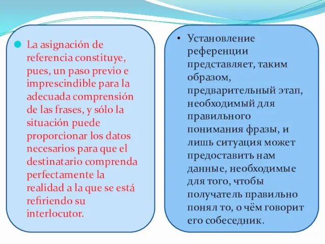 Установление референции представляет, таким образом, предварительный этап, необходимый для правильного