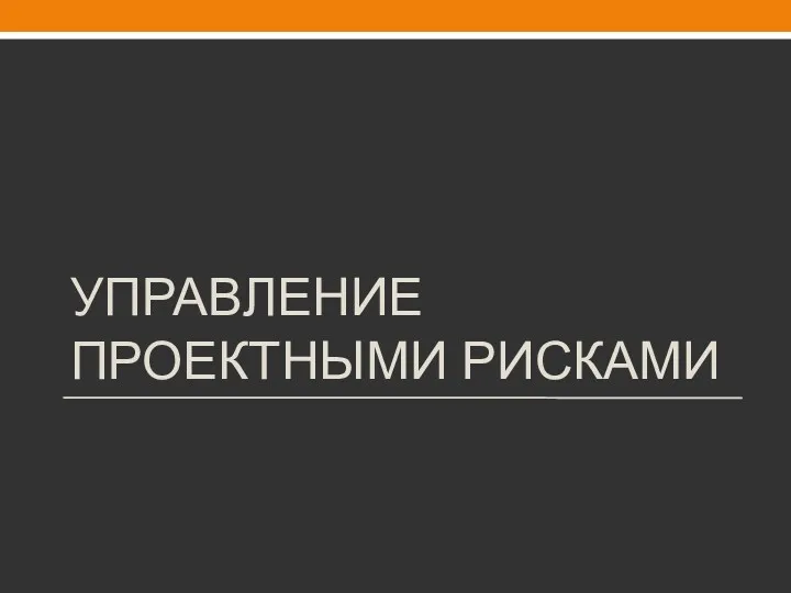 УПРАВЛЕНИЕ ПРОЕКТНЫМИ РИСКАМИ