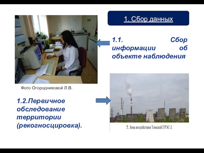 1. Сбор данных 1.1. информации Сбор об объекте наблюдения Фото Огородниковой Л.В. 1.2.Первичное обследование территории (рекогносцировка).