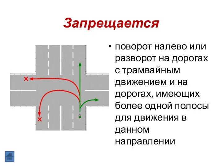 Запрещается поворот налево или разворот на дорогах с трамвайным движением