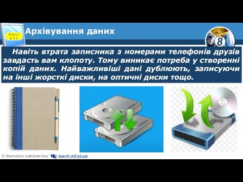 Архівування даних Розділ 2 § 2.5 Навіть втрата записника з