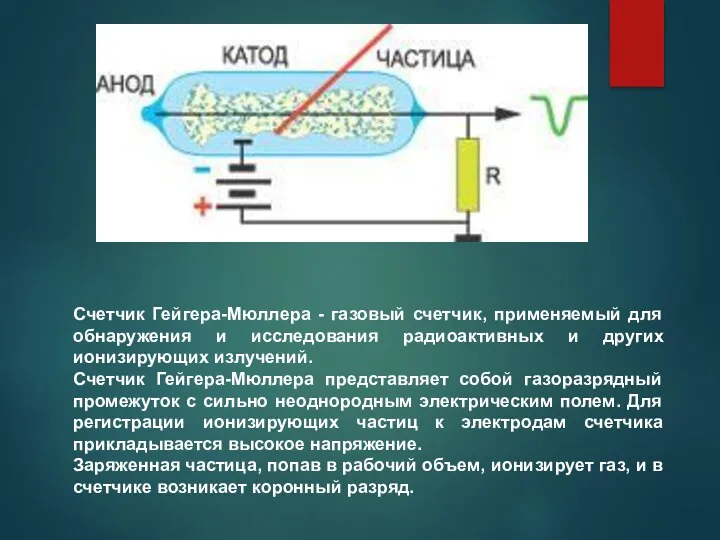 Счетчик Гейгера-Мюллера - газовый счетчик, применяемый для обнаружения и исследования