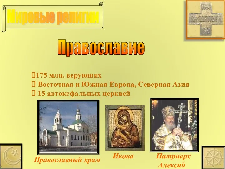 Мировые религии Православие 175 млн. верующих Восточная и Южная Европа,