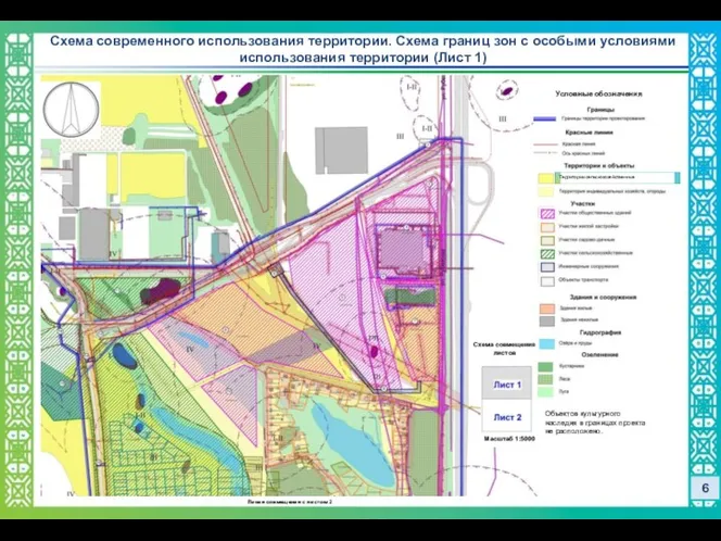 6 Линия совмещения с листом 2 Условные обозначения Объектов культурного