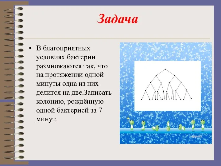 Задача В благоприятных условиях бактерии размножаются так, что на протяжении