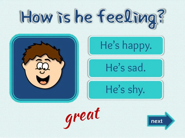 He’s happy. He’s sad. He’s shy. next great