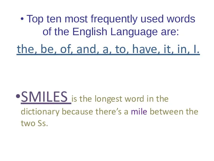 Top ten most frequently used words of the English Language