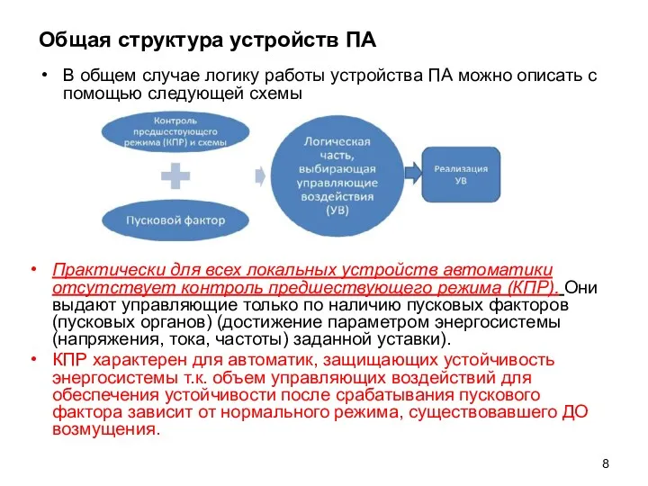 Общая структура устройств ПА В общем случае логику работы устройства