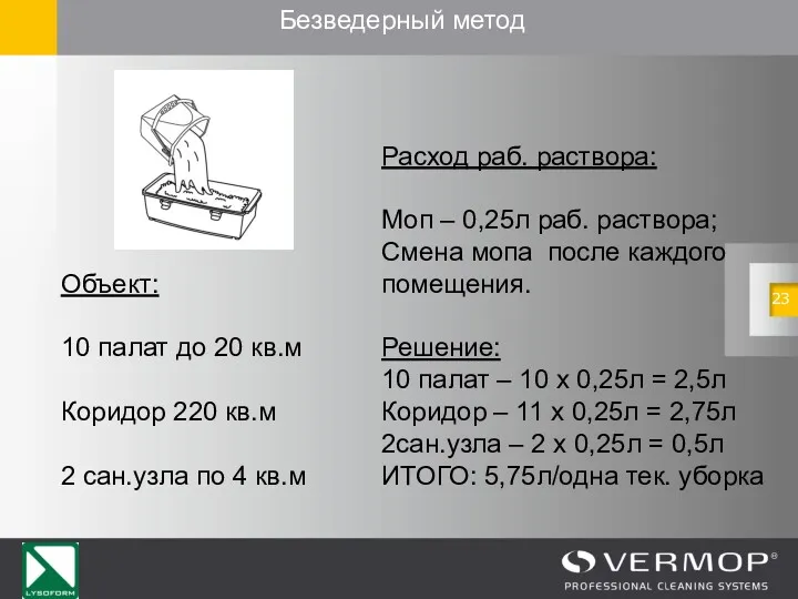 Безведерный метод Объект: 10 палат до 20 кв.м Коридор 220