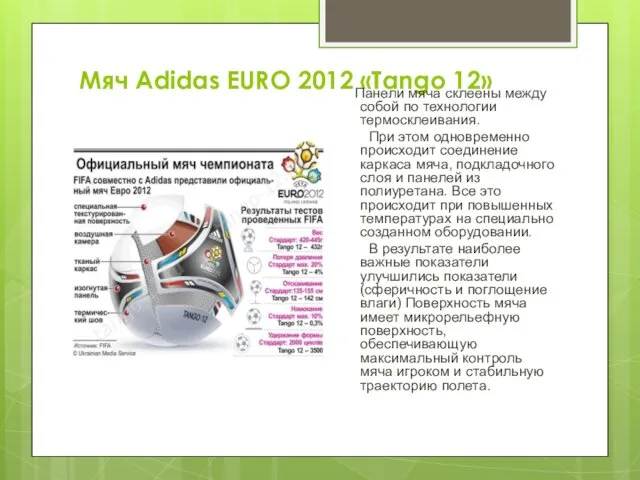 Мяч Adidas EURO 2012 «Tango 12» Панели мяча склеены между
