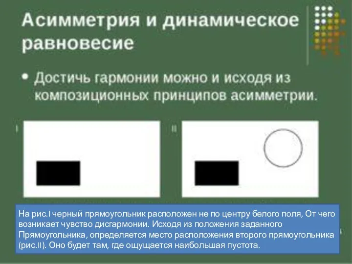 На рис.I черный прямоугольник расположен не по центру белого поля,