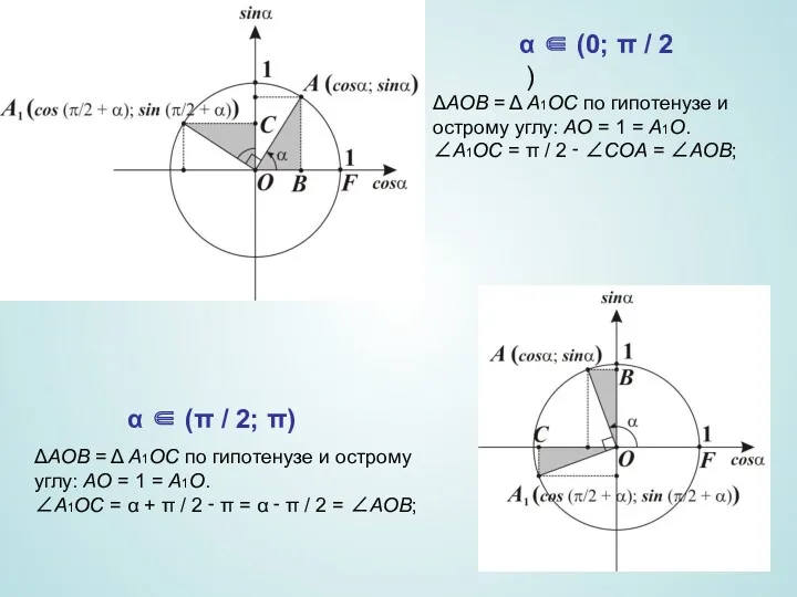 ΔAOB = Δ A1OC по гипотенузе и острому углу: AO