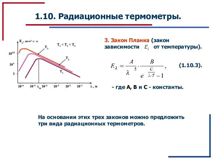 1.10. Радиационные термометры. - где А, В и С -