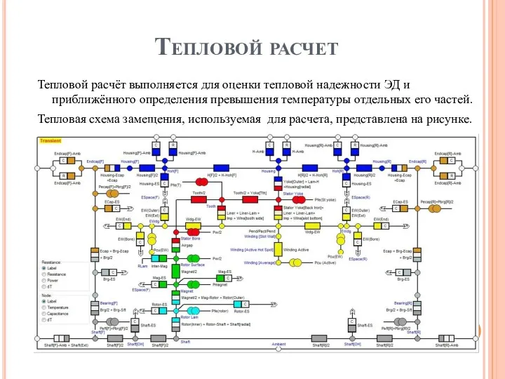 Тепловой расчет Тепловой расчёт выполняется для оценки тепловой надежности ЭД