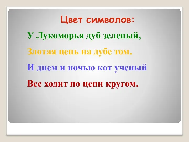 У Лукоморья дуб зеленый, Злотая цепь на дубе том. И