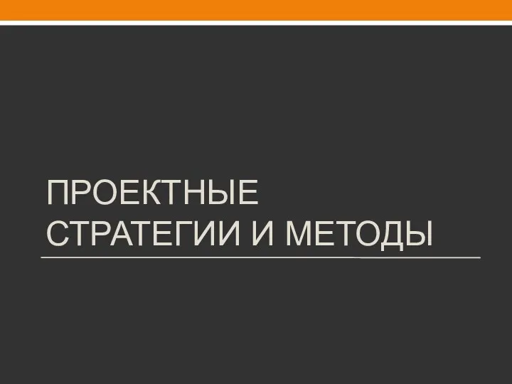 ПРОЕКТНЫЕ СТРАТЕГИИ И МЕТОДЫ