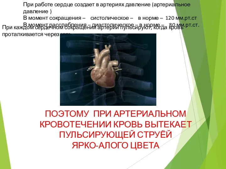 При работе сердце создает в артериях давление (артериальное давление )