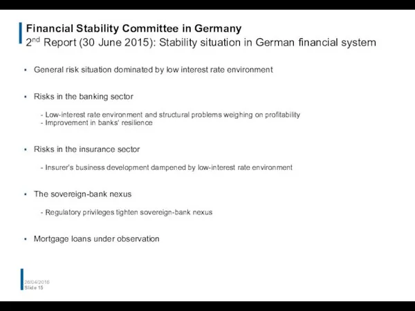 Financial Stability Committee in Germany 2nd Report (30 June 2015):