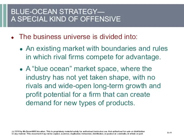 BLUE-OCEAN STRATEGY— A SPECIAL KIND OF OFFENSIVE The business universe is divided into: