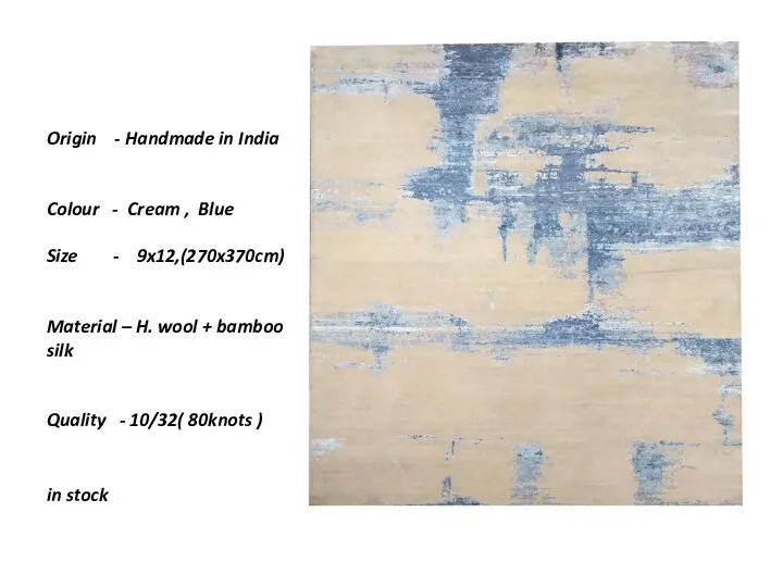 Origin - Handmade in India Colour - Cream , Blue