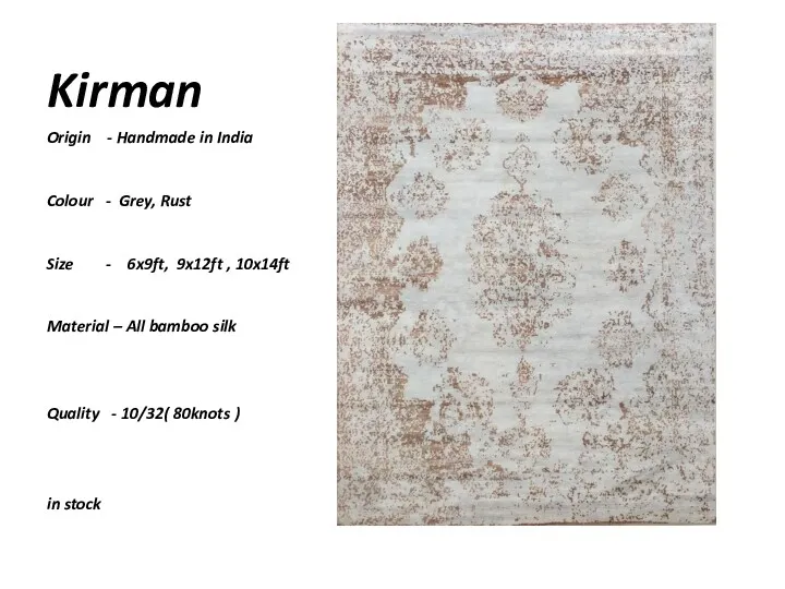 Kirman Origin - Handmade in India Colour - Grey, Rust