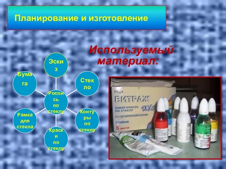 Планирование и изготовление Используемый материал: